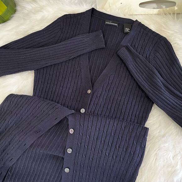 NEW Moda Intl Vintage Y2K Silk Longline Cable Knit Cardigan Duster Set XS NWOT - Picture 12 of 16